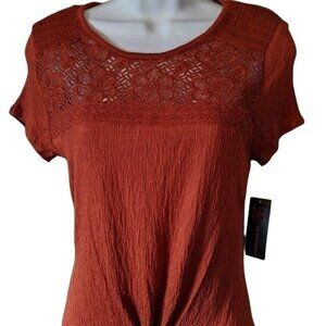 Burnt Orange short sleeve shirt with lace (NWT) Size 3-5 (Juniors)